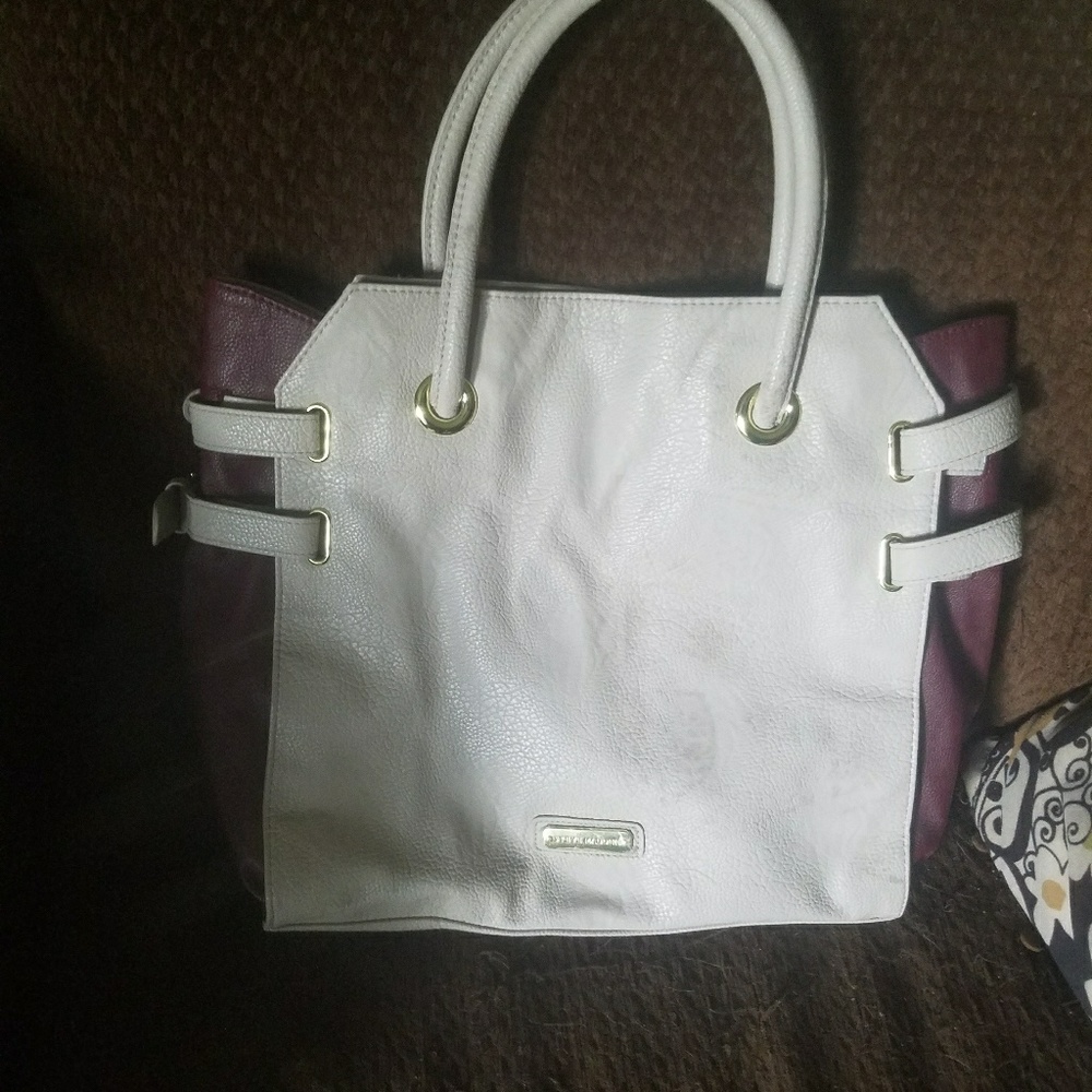 Steve Madden Burgundy/Cream Bag with Gold Hardware